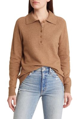 Treasure & Bond Cotton Blend Polo Sweater in Brown Otter
