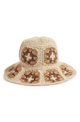 Treasure & Bond Crochet Straw Sun Hat in Natural Light Combo