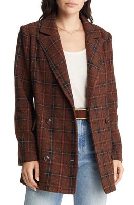 Treasure & Bond Double Breasted Plaid Coat in Brown- Black Donegal
