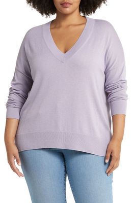 Treasure & Bond Drop Shoulder V-Neck Sweater in Purple Wonder