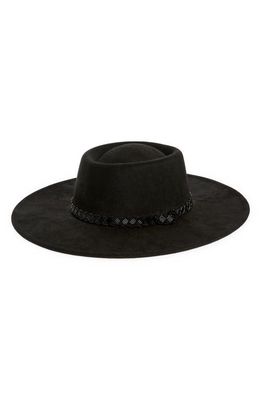 Treasure & Bond Faux Suede Boater Hat in Black
