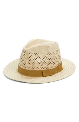 Treasure & Bond Festival Open Weave Straw Panama Hat in Beige Dark Combo