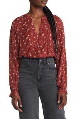 Treasure & Bond Floral Long Sleeve Peasant Blouse in Red Syrah Maze Floral