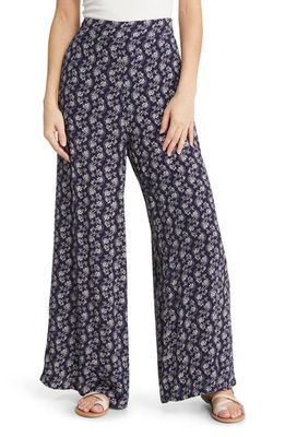 Treasure & Bond Floral Pants in Navy Waved Lace