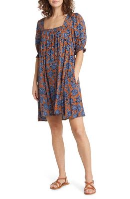 Treasure & Bond Floral Puff Sleeve Minidress in Rust Bisque Floral Float