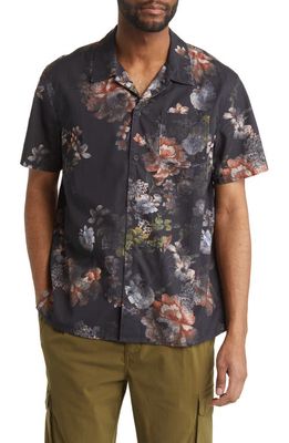 Treasure & Bond Floral Soft Twill Camp Shirt in Black Chintzfloral