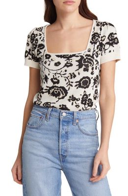 Treasure & Bond Floral Square Neck Sweater in Ivory Tribute Floral
