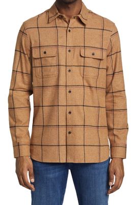 Treasure & Bond Grindle Trim Fit Plaid Flannel Button-Up Shirt in Rust- Black Blanket Check