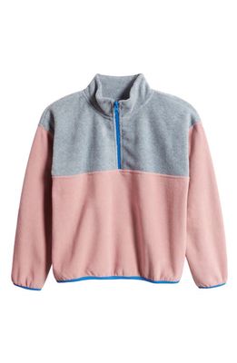 Treasure & Bond Kids' Colorblock Fleece Pullover in Grey Htr- Pink Colorblock