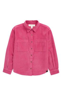 Treasure & Bond Kids' Corduroy Button-Up Shirt in Pink Ibis