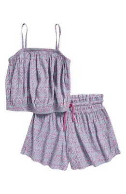 Treasure & Bond Kids' Cotton Gauze Cover-Up Tank Top & Shorts Set in Purple Lily Zig Zag Stripe