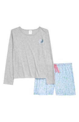 Treasure & Bond Kids' Cozy Pajamas in Grey Light Heather- Blue Check