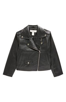 Treasure & Bond Kids' Faux Leather Biker Jacket in Black