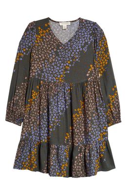 Treasure & Bond Kids' Floral Tiered Dress in Olive Sarma Ombre Floral