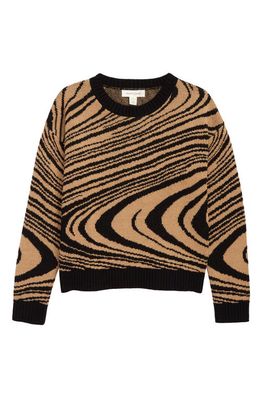 Treasure & Bond Kids' Pattern Pop Cotton Blend Sweater in Tan Doe Swirl