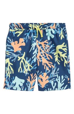 Treasure & Bond Kids' Print Board Shorts in Navy Denim Coral Reef