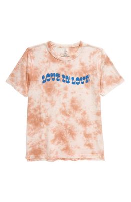 Treasure & Bond Kids' Relaxed Fit Graphic Tee in Coral Muted Love Is Love