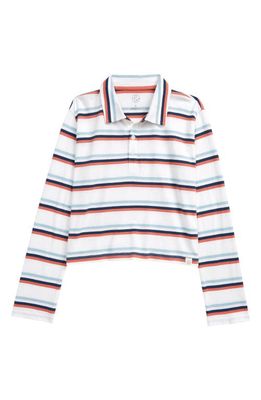 Treasure & Bond Kids' Stripe Cotton Crop Shirt in White Multi Stripe