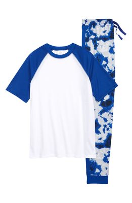 Treasure & Bond Kids' Two-Piece Pajamas in White- Blue Surf Tie Dye