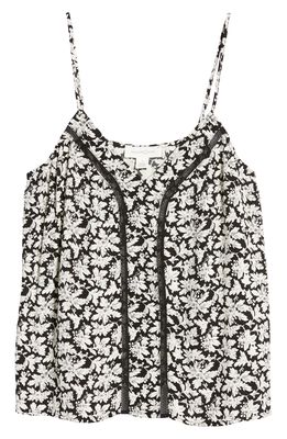 Treasure & Bond Lace Inset Camisole in Black- Ivory Vintage Floral