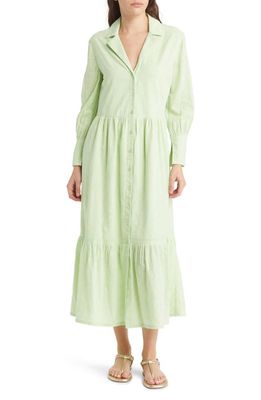 Treasure & Bond Long Sleeve Cotton Midi Shirtdress in Green Gleam