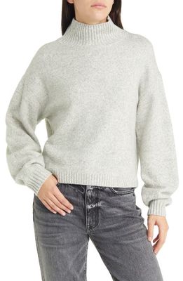 Treasure & Bond Marled Turtleneck Sweater in Grey Light- White