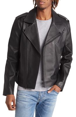 Treasure & Bond Monochrome Leather Biker Jacket in Black