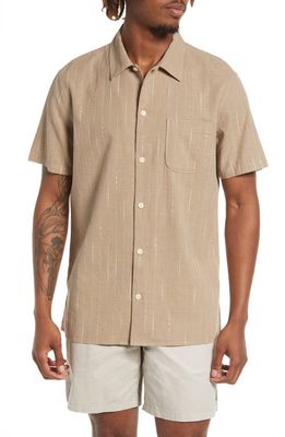 Treasure & Bond Ombré Stripe Short Sleeve Button-Up Shirt in Tan Burrow Ombre Stripe