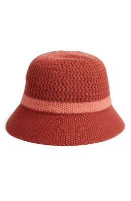 Treasure & Bond Open Knit Bucket Hat in Rust Combo