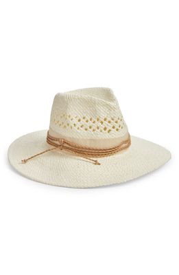Treasure & Bond Open Weave Straw Panama Hat in Ivory Combo