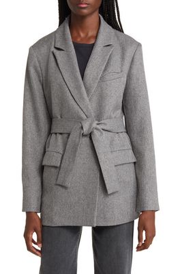 Treasure & Bond Oversize Belted Double Breasted Blazer in Grey Medium Charcoal Combo
