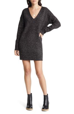 Treasure & Bond Oversize Long Sleeve Sweater Dress in Grey Dark Charcoal Heather