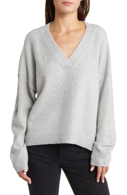 Treasure & Bond Oversize V-Neck Sweater in Grey Heather