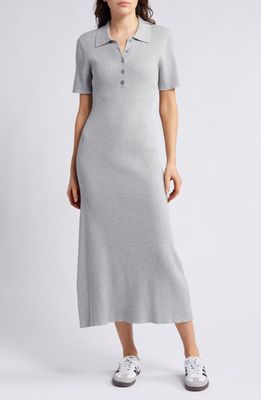 Treasure & Bond Polo Rib Cotton Blend Sweater Dress in Grey Heather