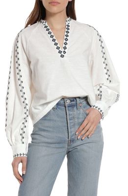 Treasure & Bond Puff Sleeve Button-Up Shirt in Ivory Combo