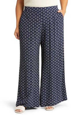 Treasure & Bond Pull On Wide Leg Pants in Navy Mary Floral