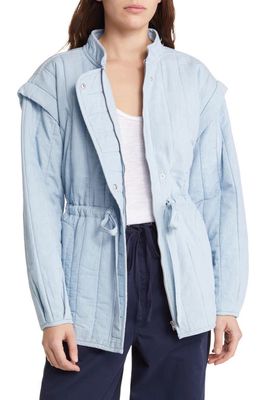 Treasure & Bond Quilted Chambray Jacket in Light Wash Chambray