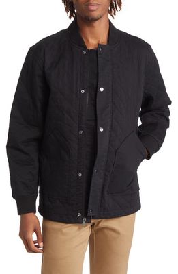 Treasure & Bond Quilted Stretch Cotton Bomber Jacket in Black