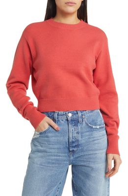 Treasure & Bond Relaxed Pima Cotton Blend Pullover Sweater in Red Cranberry