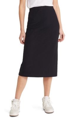 Treasure & Bond Rib Pull-On Organic Cotton Blend Pencil Skirt in Black