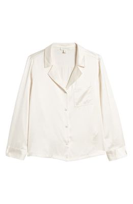Treasure & Bond Satin Button-Up Top in Ivory Egret