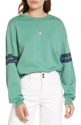 Treasure & Bond Stripe Cotton Blend Sweatshirt in Green Frosty- Navy Blazer