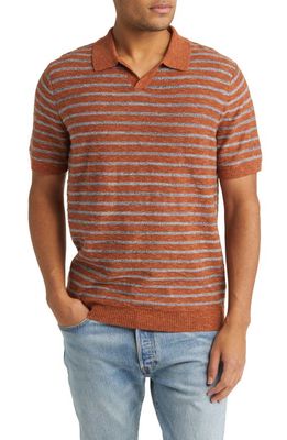 Treasure & Bond Stripe Short Sleeve Polo Sweater in Rust Argan Oil Stripe
