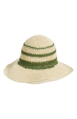 Treasure & Bond Stripe Straw Crochet Bucket Hat in Green Combo
