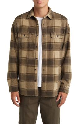 Treasure & Bond Trim Fit Check Button-Up Overshirt in Brown- Ivory Billy Plaid