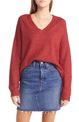 Treasure & Bond V-Neck Sweater in Red Sun