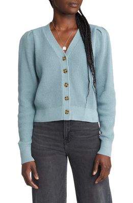 Treasure & Bond Women's Thermal Knit Cotton Cardigan in Blue Mineral
