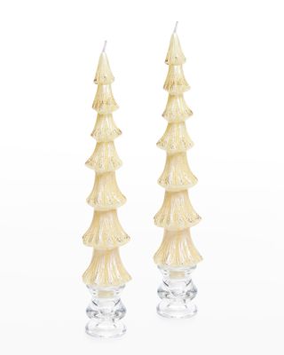 Tree Dinner Ivory Candles, Set of 2