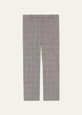 Treeca Cropped Slim Wool Plaid Trousers