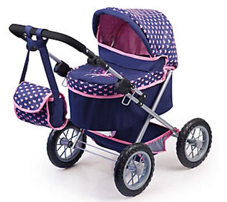 Trendy Pram Stroller For Toy Baby Dolls Navy/Pi nk